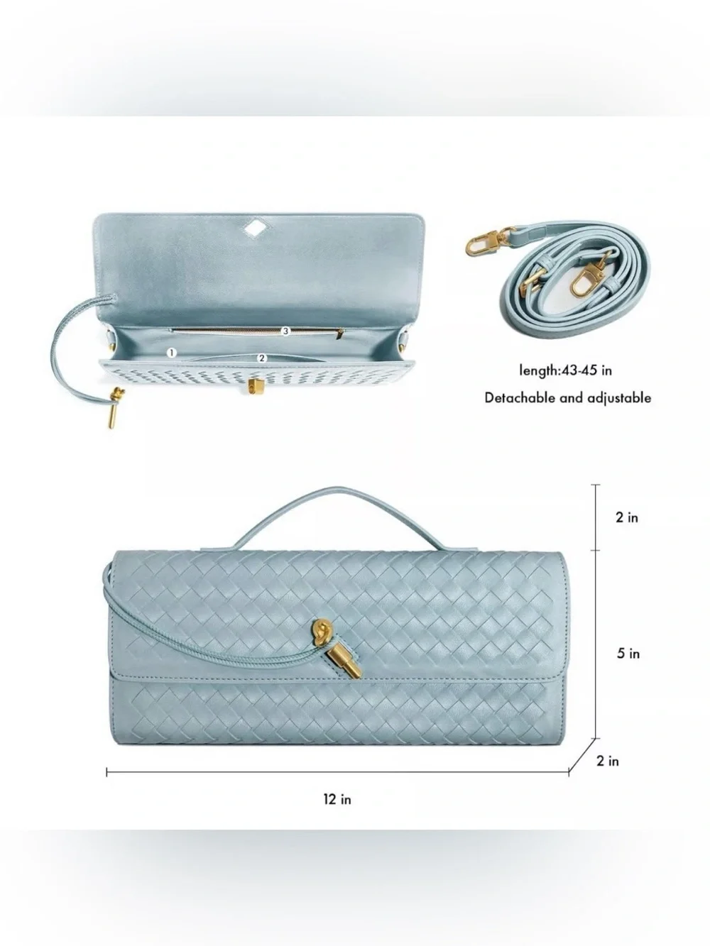 Woven Top-Handle Crossbody Bag in Light Blue